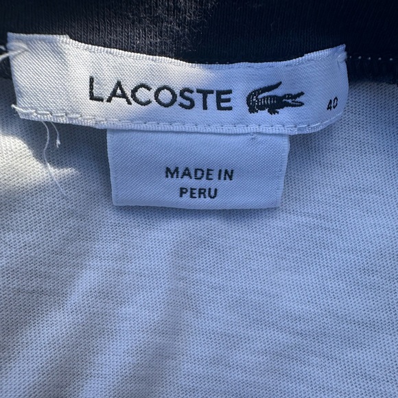 Lacoste Women’s White Henley Tee with Navy Trim - Size 40 (medium) - Picture 3 of 6